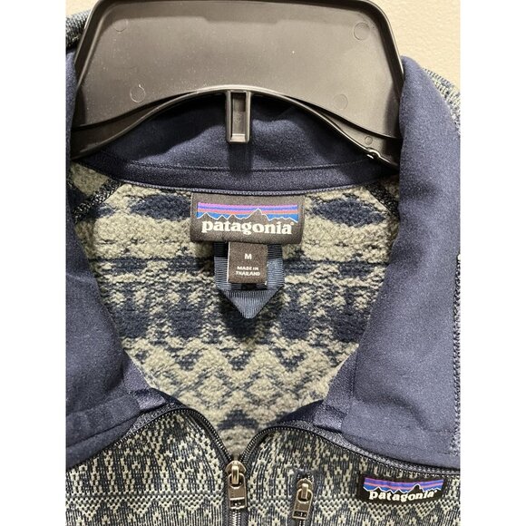 Vintage Y2K Patagonia Men's Medium Aztec Print Tribal Fish 1/4 Zip Fleece - Picture 5 of 6